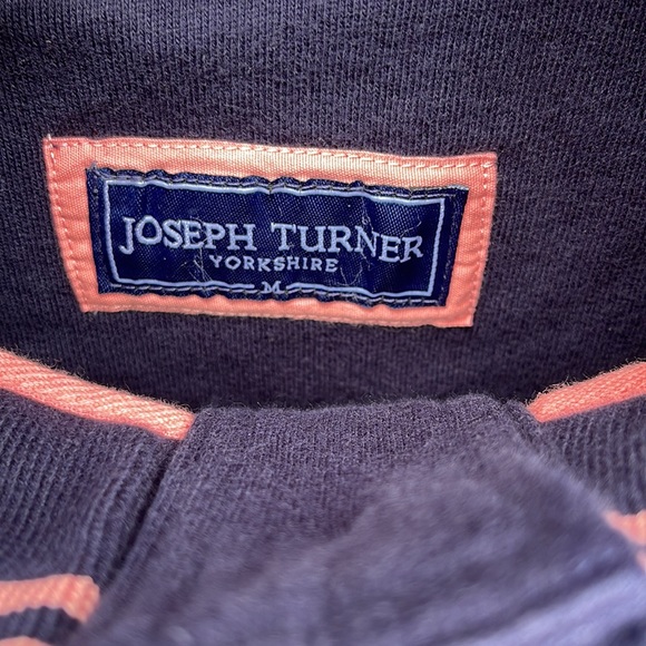 Joseph Turner Button Henley Sweatshirt Pullover M Navy Blue Pink Cotton Men's - Picture 5 of 7